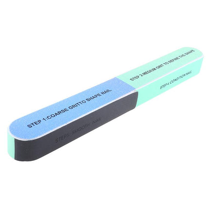 Two-tone nail buffer block, blue top and black sanding side