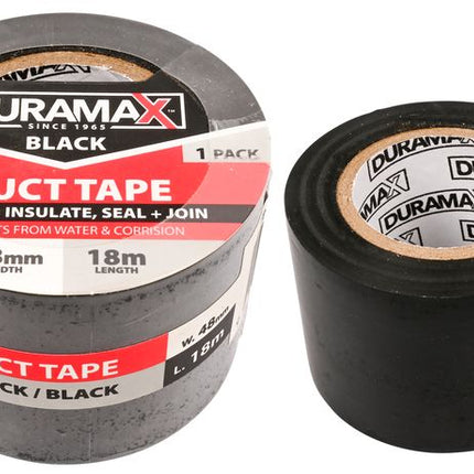 Black duct tape roll set, 48mm x 18m, DuraMAX brand