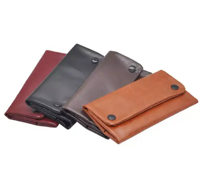 Leatherette tobacco pouch set of 4 colors, each with snap button closure
