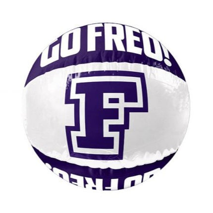 Fremantle purple and white inflatable beach ball with large F logo