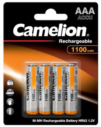 Camelion rechargeable AAA Ni-MH batteries, 1100mAh, 4-pack blister, HR03 1.2V