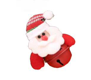 Santa Christmas decoration plush holding red bell with black handle