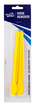 Jarvis Walker Tec plastic hook remover, yellow twin prong tool in blister pack
