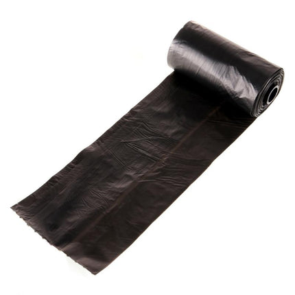 Rolled black dog clean-up bags, long sheet with perforation line