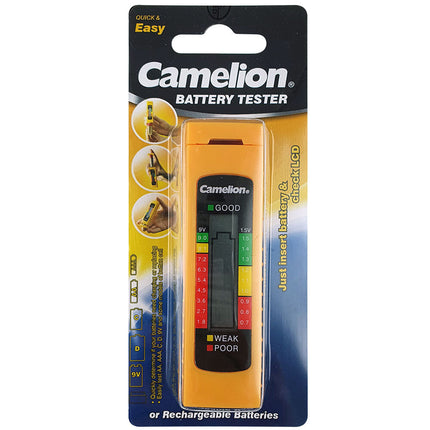 Camelion digital battery tester with voltage scale for disposable and rechargeable batteries
