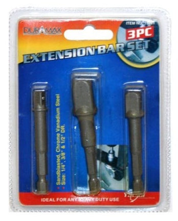 3-piece extension bar set (1/4, 3/8, 1/2) in blister pack