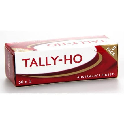 Tally-Ho rolling papers 50 x 5 pack, red carton with 5-pack badge