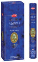 HEM Myrrh incense sticks box with blue hexagonal tube, 120-count set