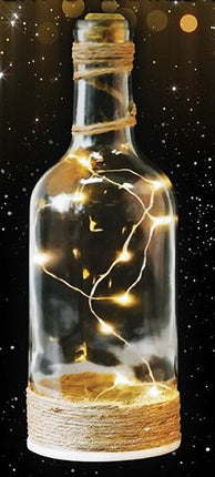 Clear glass bottle LED fairy lights with warm white micro light string