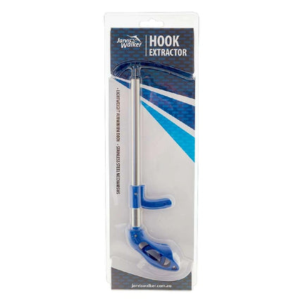 Jarvis Walker hook extractor deluxe, blue handle with metal shaft, in retail package