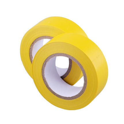 Two yellow electrical insulation tape rolls showing inner core and adhesive layer