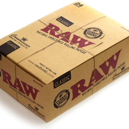 RAW Connoisseur KS slim rolling papers box, Natural Unrefined, 24 pack