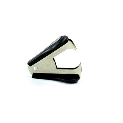 Staple remover, open metal claw with black handle grips