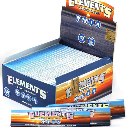 Elements ultra thin papers display box, open top with blue booklet contents