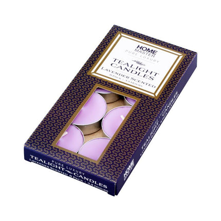 Lavender scented tealight candle box with window showing purple wax cups