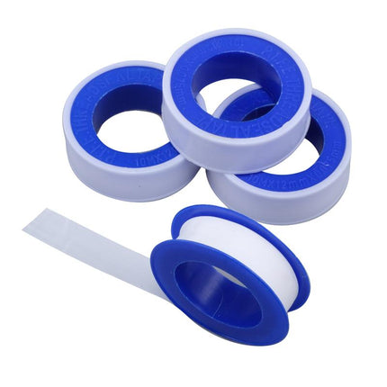 Teflon thread sealing tape rolls, 12mm wide with blue dispenser rings (4-pack)