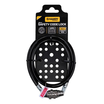 4-digit combination cable lock with black coiled cables and metal numbered dial