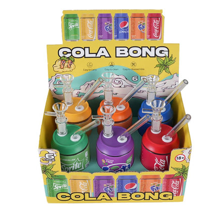 6-piece bottle-style water bong display tray with assorted colored units