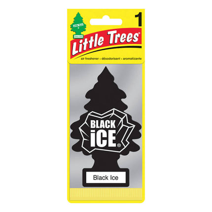 Little Trees Black Ice air freshener card with black pine tree icon