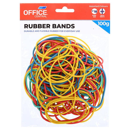 Assorted-color rubber bands bundle, 100-count pack