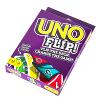 Purple UNO Flip card game box with deck-change artwork, angled view
