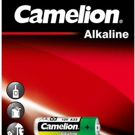 Camelion alkaline A23 12V battery, cylindrical with + end