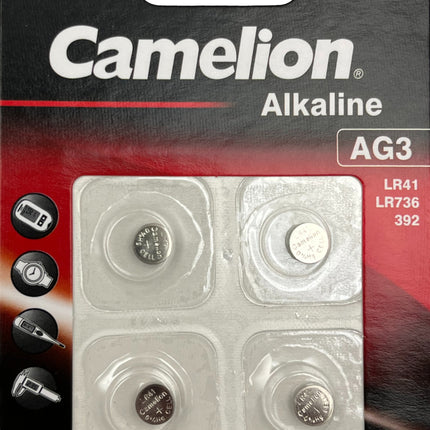 AG3 alkaline button cell batteries, 4-pack in blister