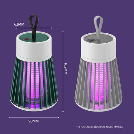 Grey rechargeable USB mosquito zapper with UV glow grid and top loop handle