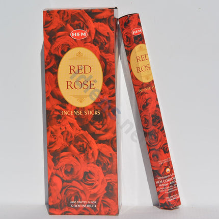 Red rose incense sticks gift box with matching incense pack, HEM, red rose graphics