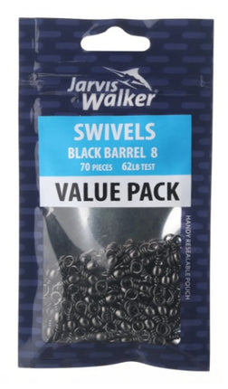 Black barrel swivels value pack, size 8, 70 pieces, on retail package