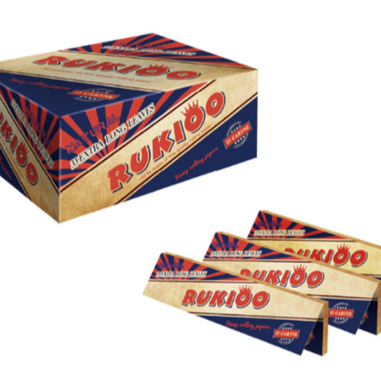 Closed Rukioo natural rolling papers box with multiple slim rolling paper packs