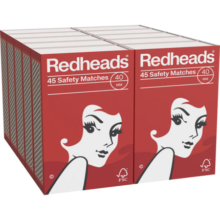 Redheads 45 safety matches red box set with woman face artwork