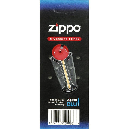 Zippo flint dispenser packaging with 6 genuine flints and red wheel