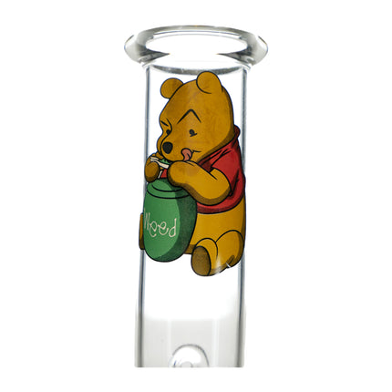 Clear water beaker with Winnie the Pooh character print, Pooh holding a honey pot
