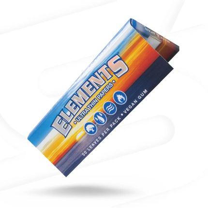 Ultra thin papers pack, blue sleeve with orange-yellow gradient and vegan gum mark