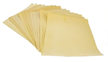 Dry sandpaper sheets, light tan, stacked pack for metal, wood, plastic