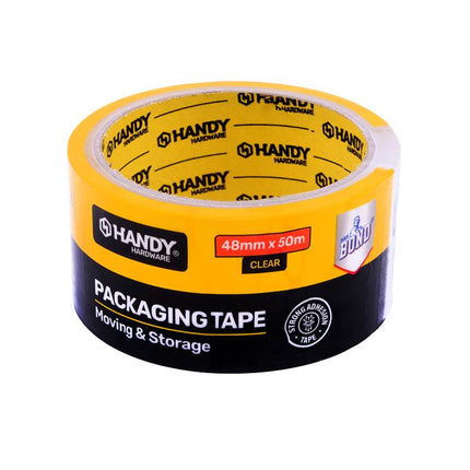 Clear packaging tape roll, 48mm x 50m, “Packaging Tape” moving & storage label