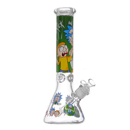Water beaker glass pipe with cartoon character wrap and side chamber