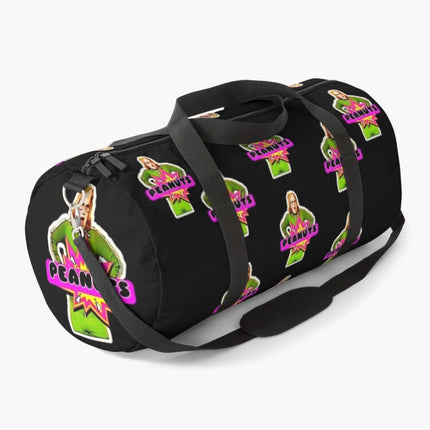 Black carry bag with candy-themed graphics and wide shoulder strap
