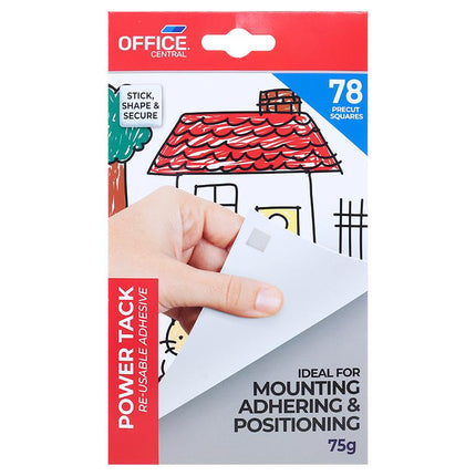Blu Tak Power Tack mounting adhesive tack pads, 75g, with box packaging