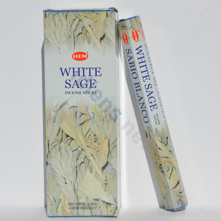 White Sage incense sticks in hexagonal box, with one stick visible