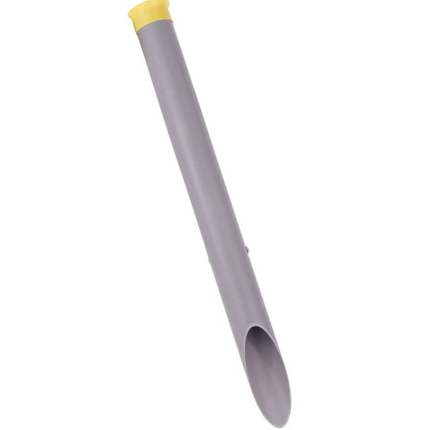 Surf rod holder tube with yellow cap and oval opening, gray