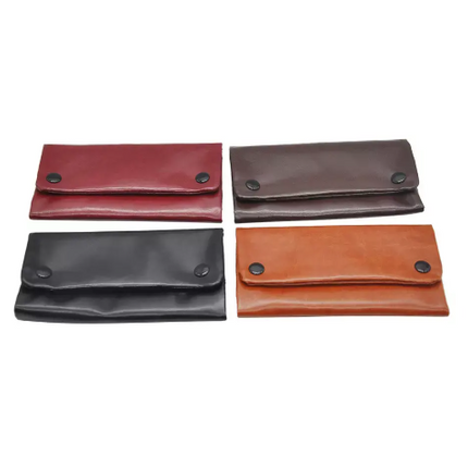 Leatherette tobacco pouches with flap and snap buttons in four colors