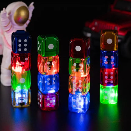 Flashing dice jet lighters with glowing red, green, and blue stacked dice bodies