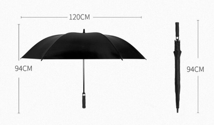 Umbrella size diagram: 120 cm canopy width and 94 cm length; black umbrella