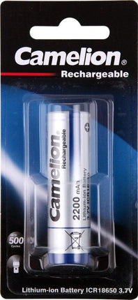 Camelion rechargeable 18650 lithium-ion battery, 3.7V, packaged blister