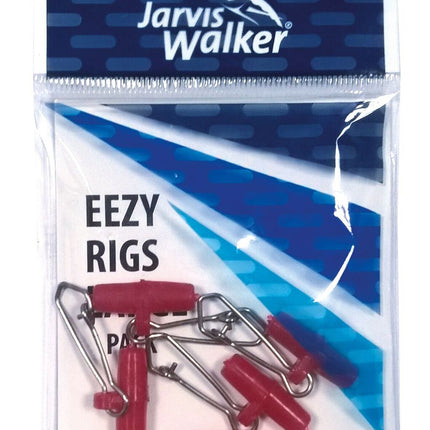 Jarvis Walker Eezy Small red fishing rigs, 5-pack in blister pack with metal hooks