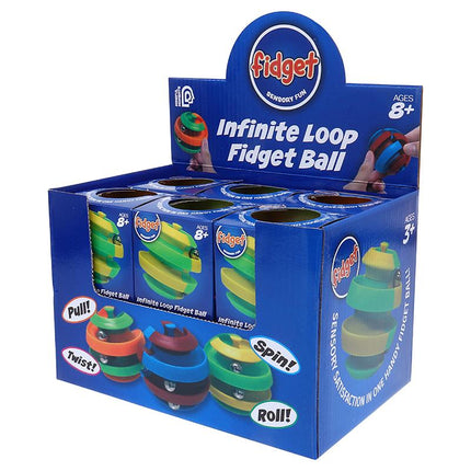 Fidget infinite loop fidget ball spinner gift box with multicolor stacked rings, ages 8+