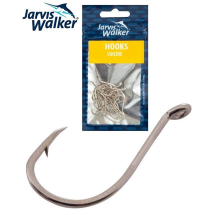 Single nickel octopus-style hook with barbed points, plus hooks card pack