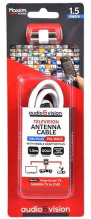 TV antenna cable with PAL male plugs, 1.5m, two-piece set